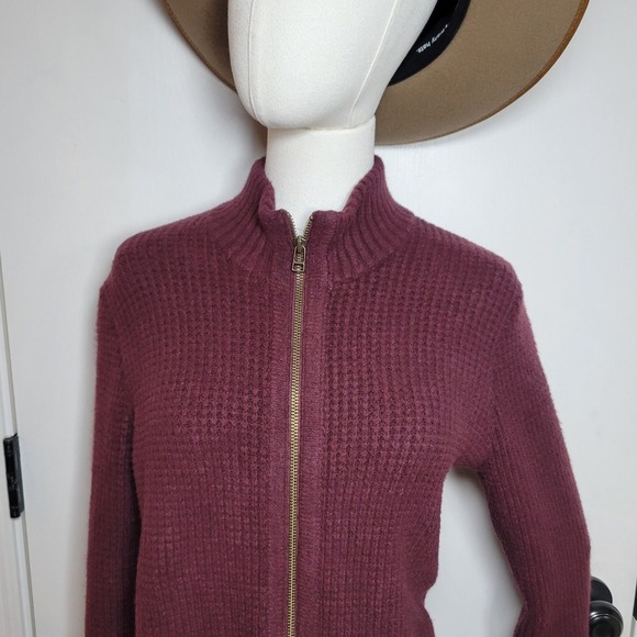 L.L. Bean Supersoft Waffle Coatigan Deep Wine Size XSP Fall Winter Coat Preppy - Picture 4 of 11